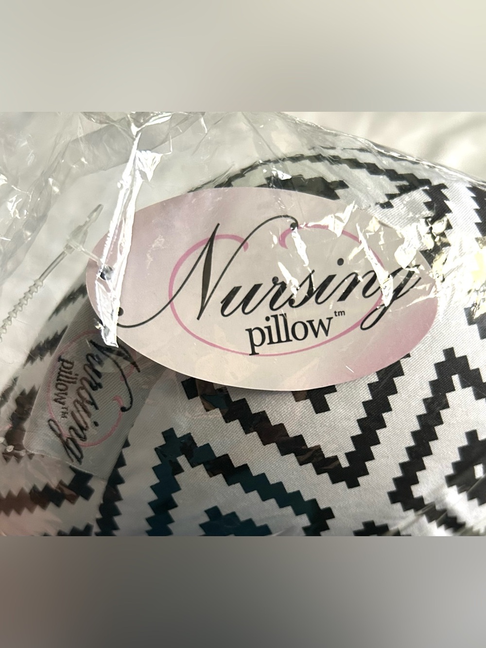 Nursing Pillow - Black & White Chevron Pattern NWT